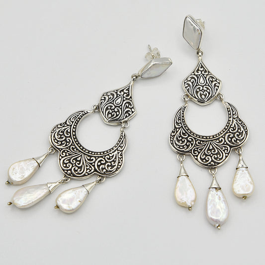 Mother of Pearl Sterling Silver Chandelier Earrings
