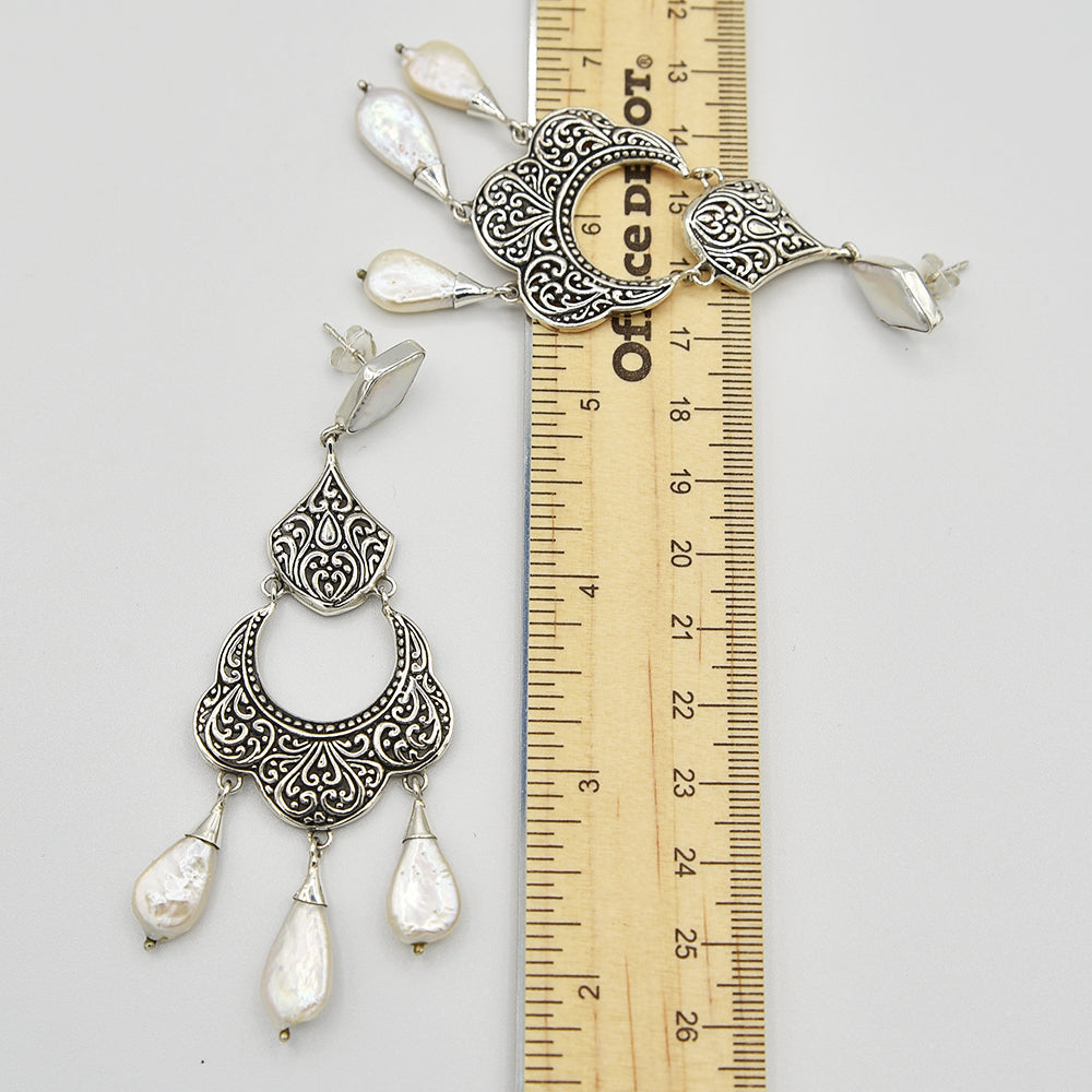 Mother of Pearl Sterling Silver Chandelier Earrings