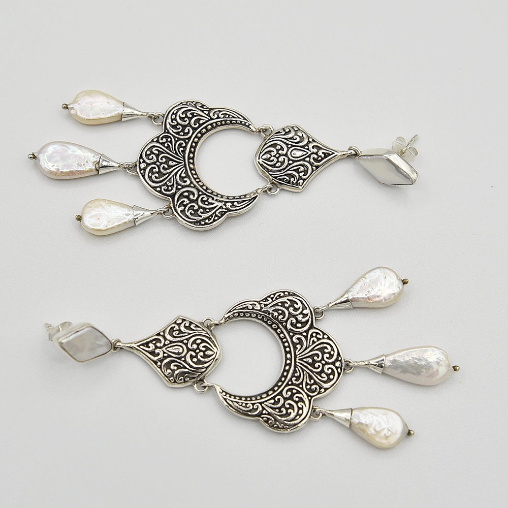 Mother of Pearl Sterling Silver Chandelier Earrings