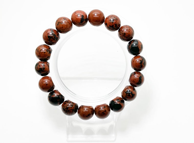 Mahogany Obsidian Smooth Round Gemstone Stretch Bracelet