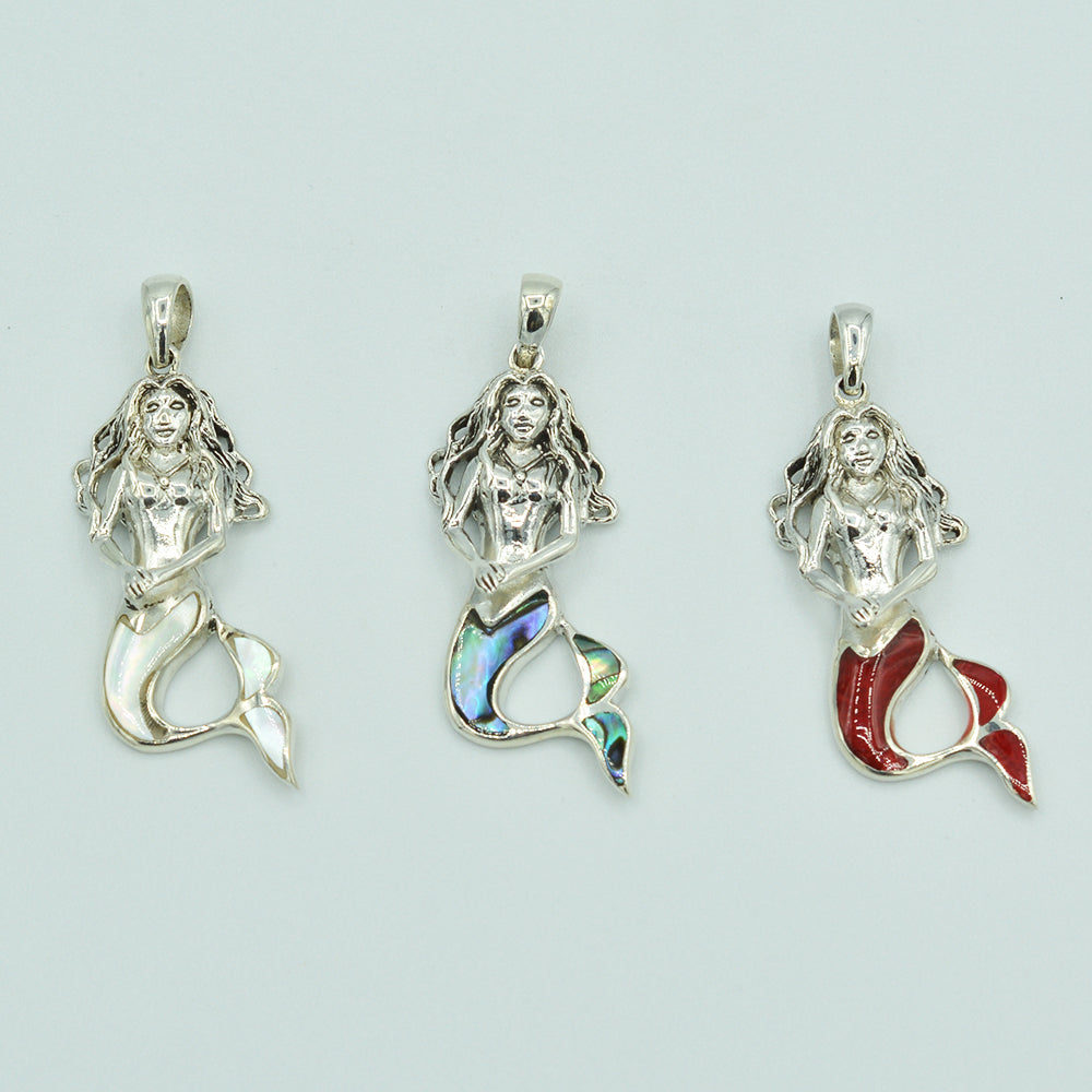 Mother of Pearl Sterling Silver Mermaid Pendant