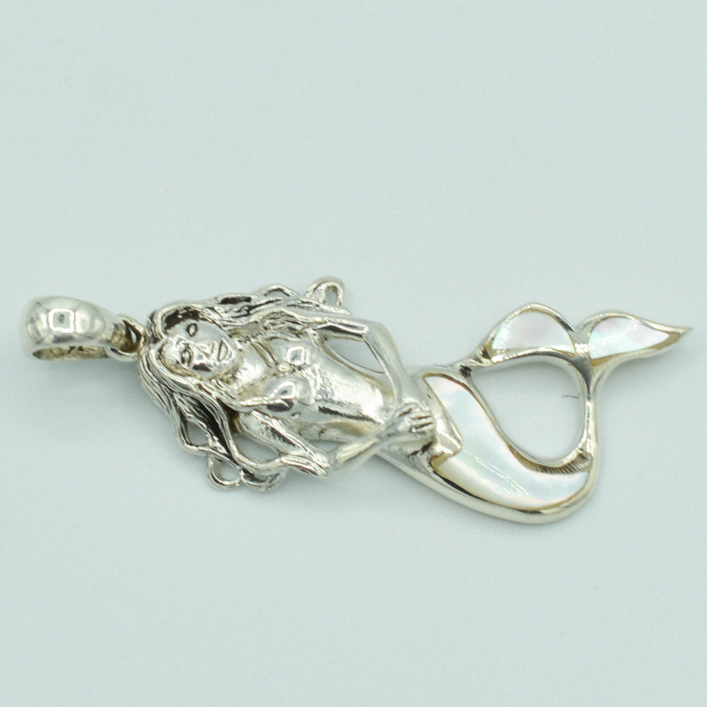 Mother of Pearl Sterling Silver Mermaid Pendant