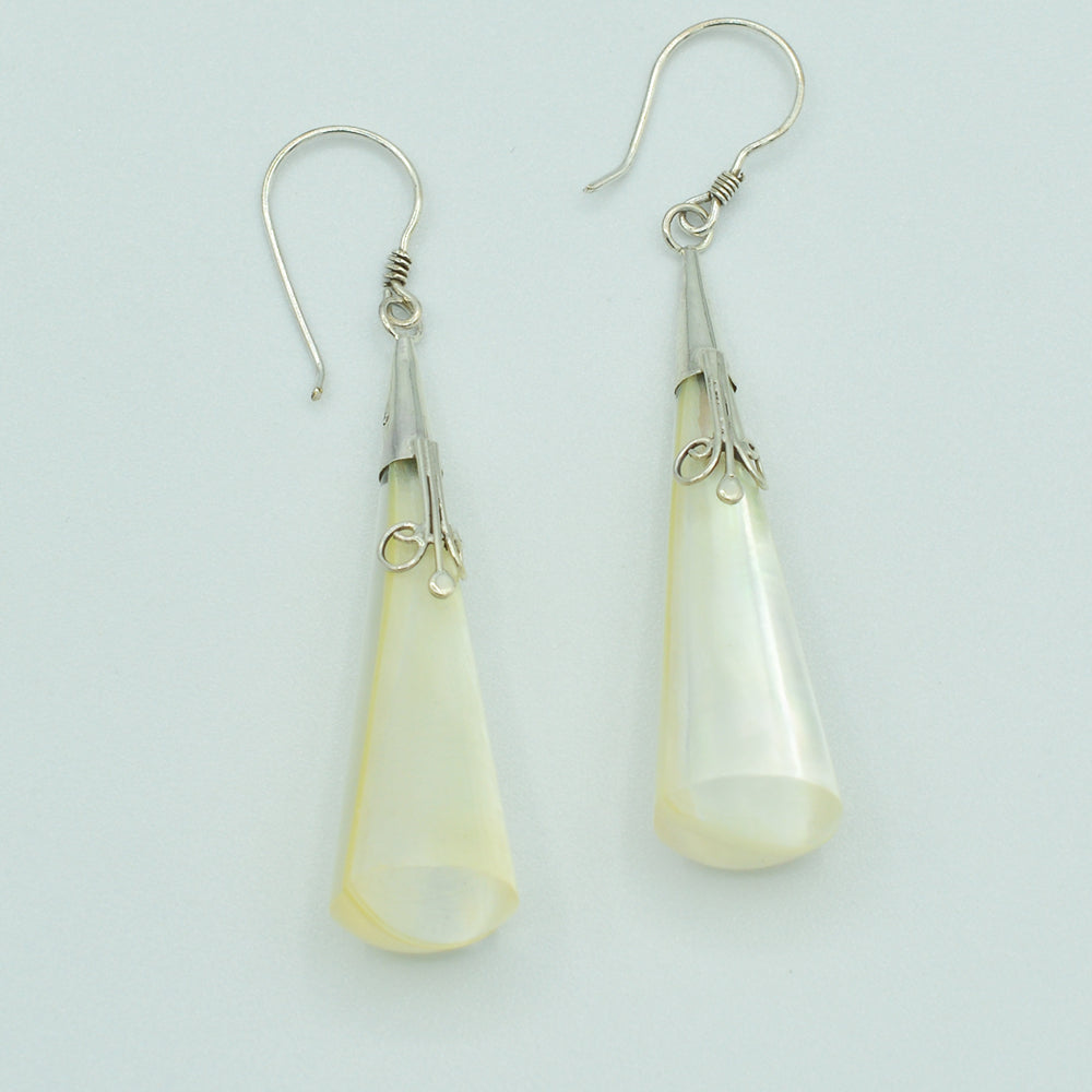 Mother of Pearl Sterling Silver and Resin Earrings