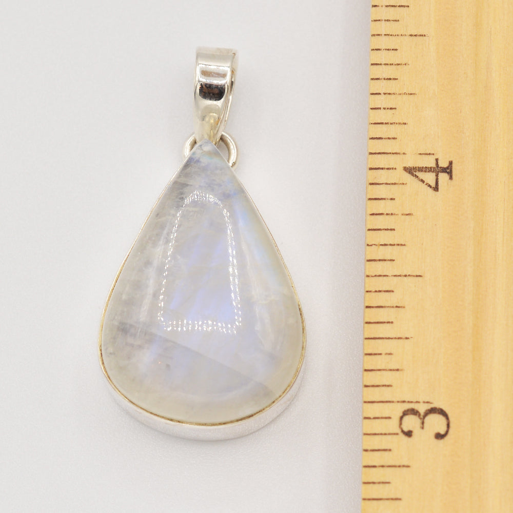 Moonstone Teardrop Pendant 2" Set in Silver one of a kind