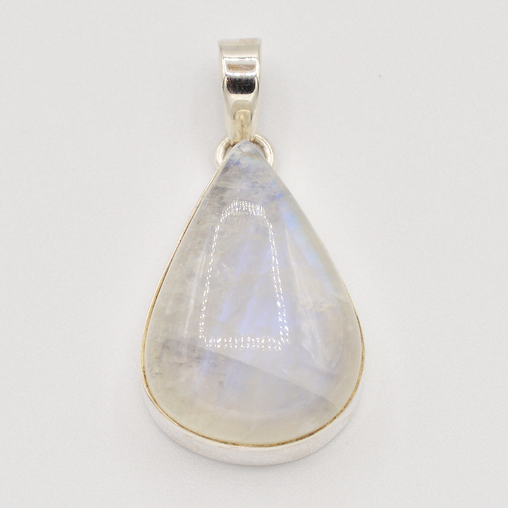 Moonstone Teardrop Pendant 2" Set in Silver one of a kind