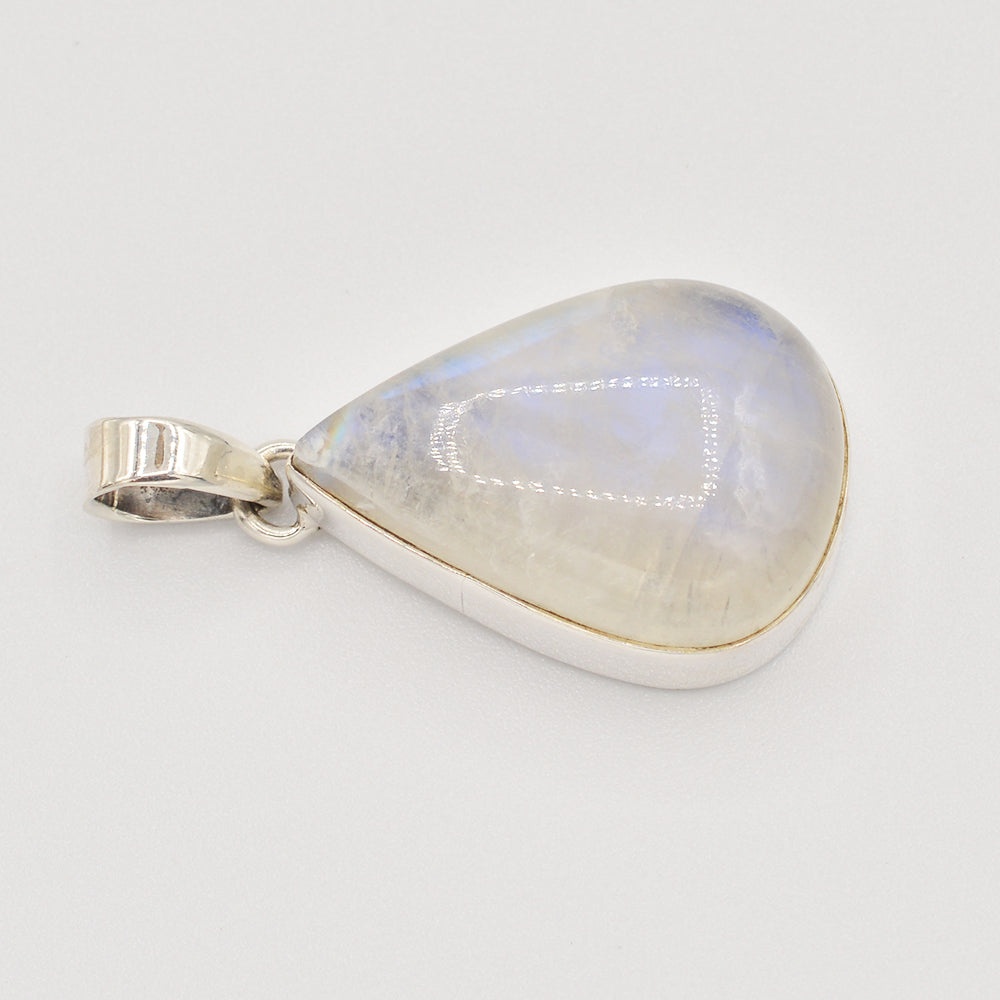 Moonstone Teardrop Pendant 2" Set in Silver one of a kind