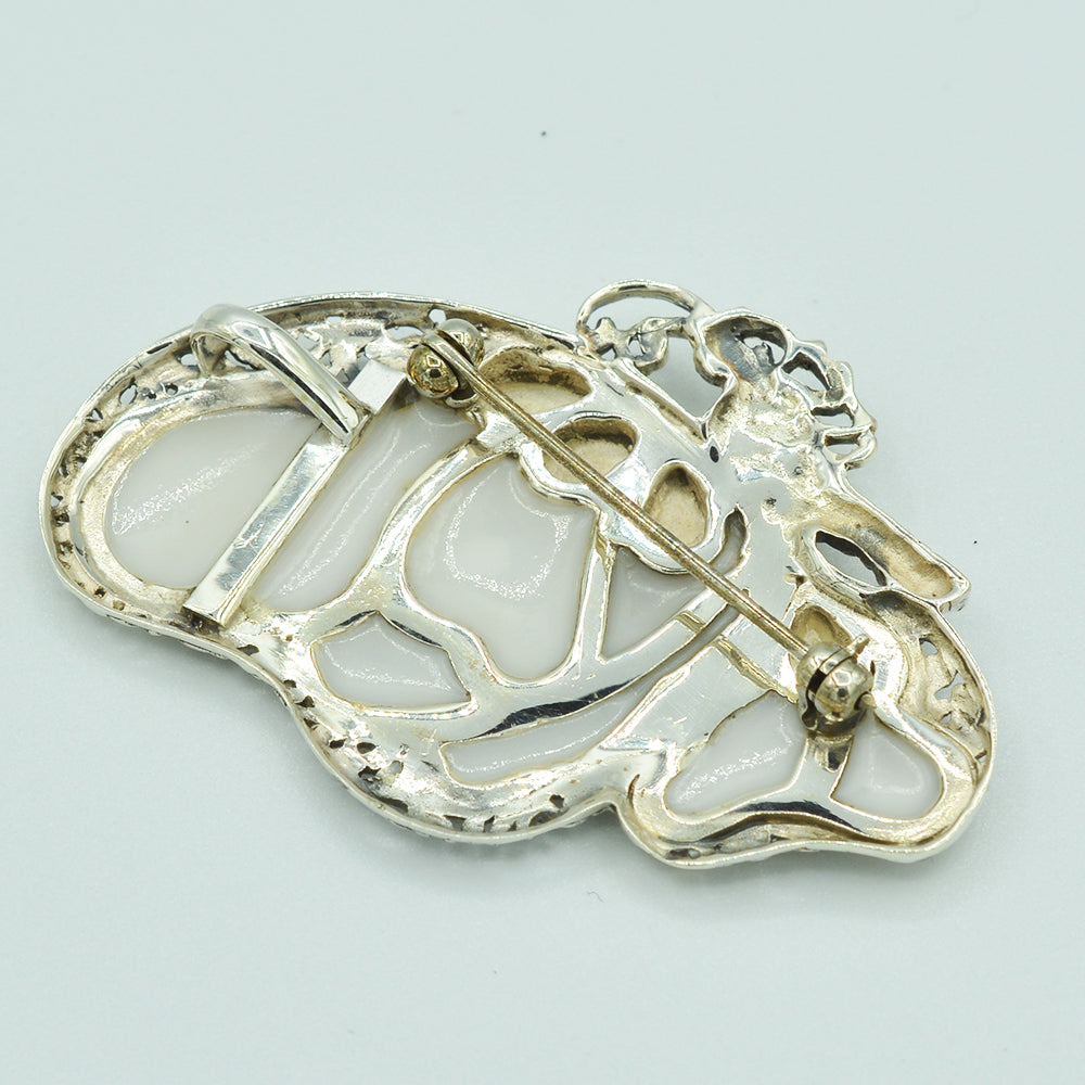Large Butterfly Sterling Silver Pendant which can also be worn as a Brooch or a Pin - Available in Inlaid Mother-of-Pearl or Inlaid Abalone