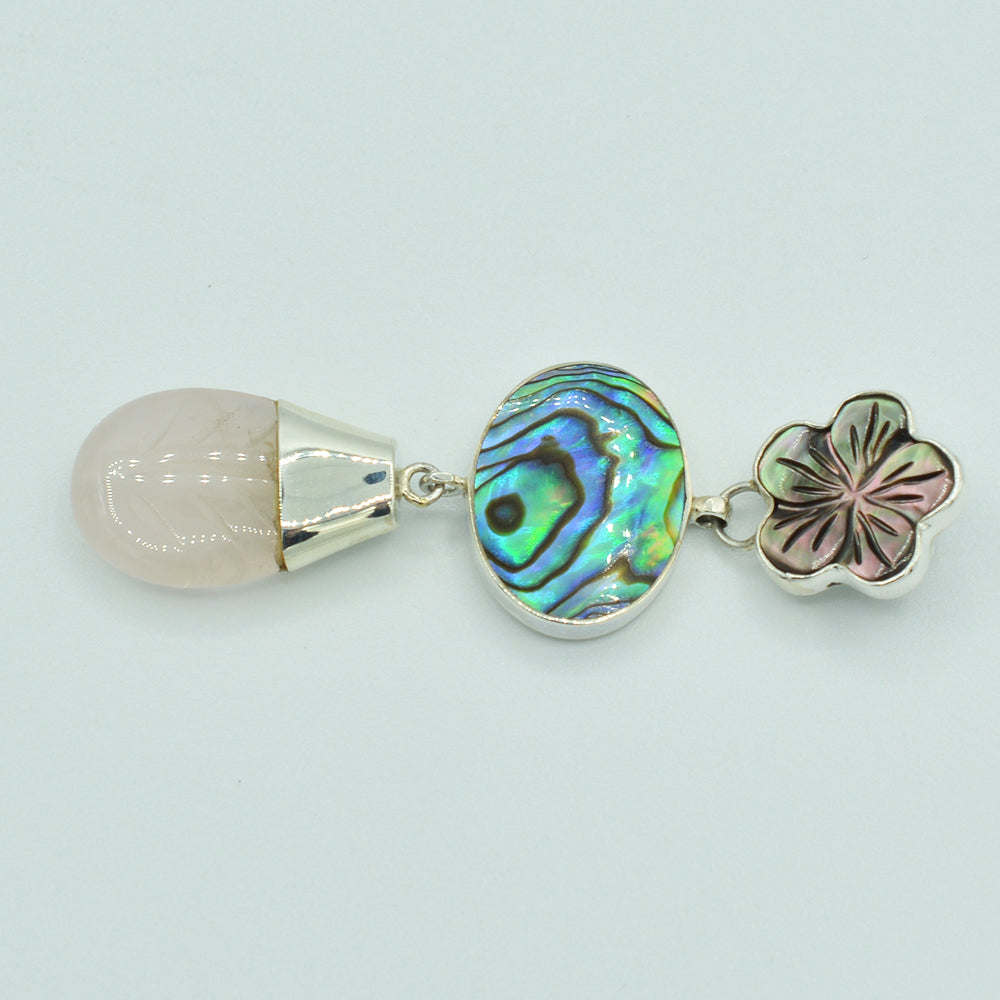 Abalone, Mother of Pearl and Rose Quartz Pendant
