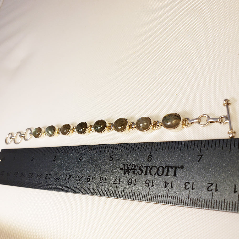 Labradorite Oval Stone Silver Bracelet
