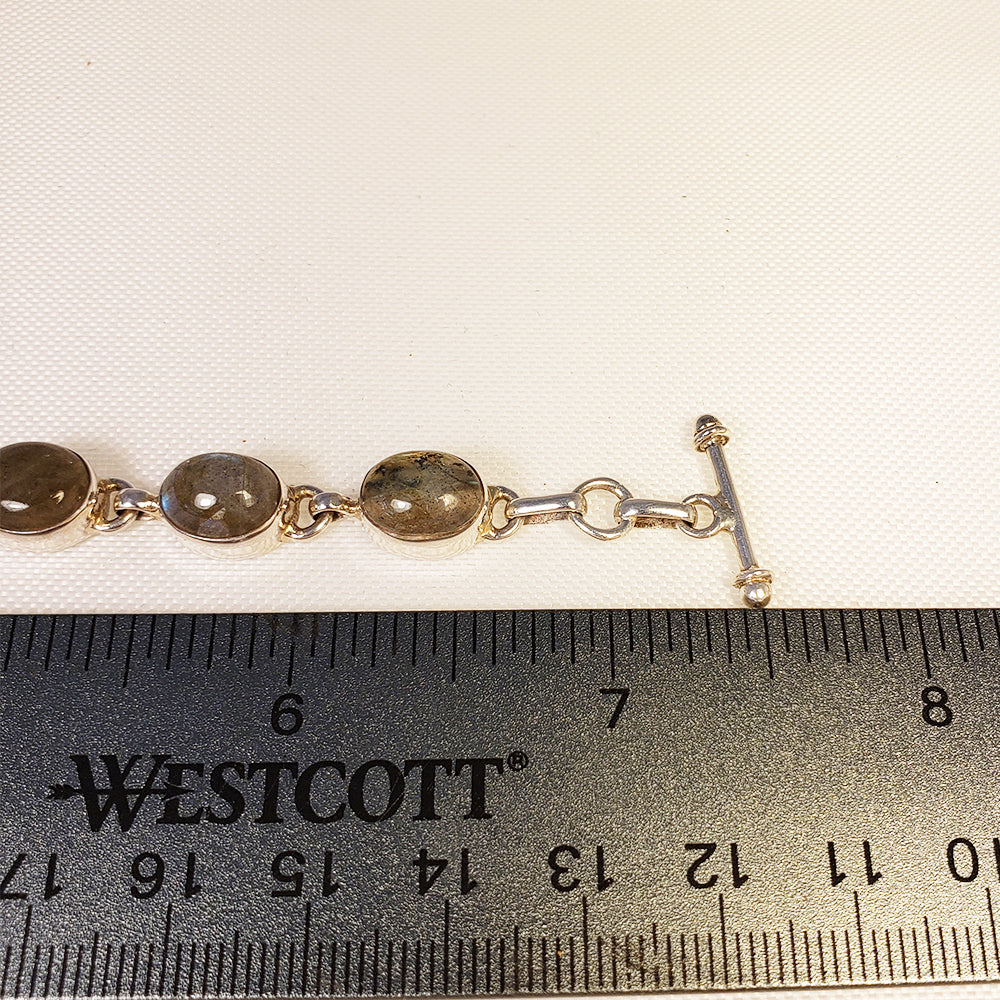 Labradorite Oval Stone Silver Bracelet