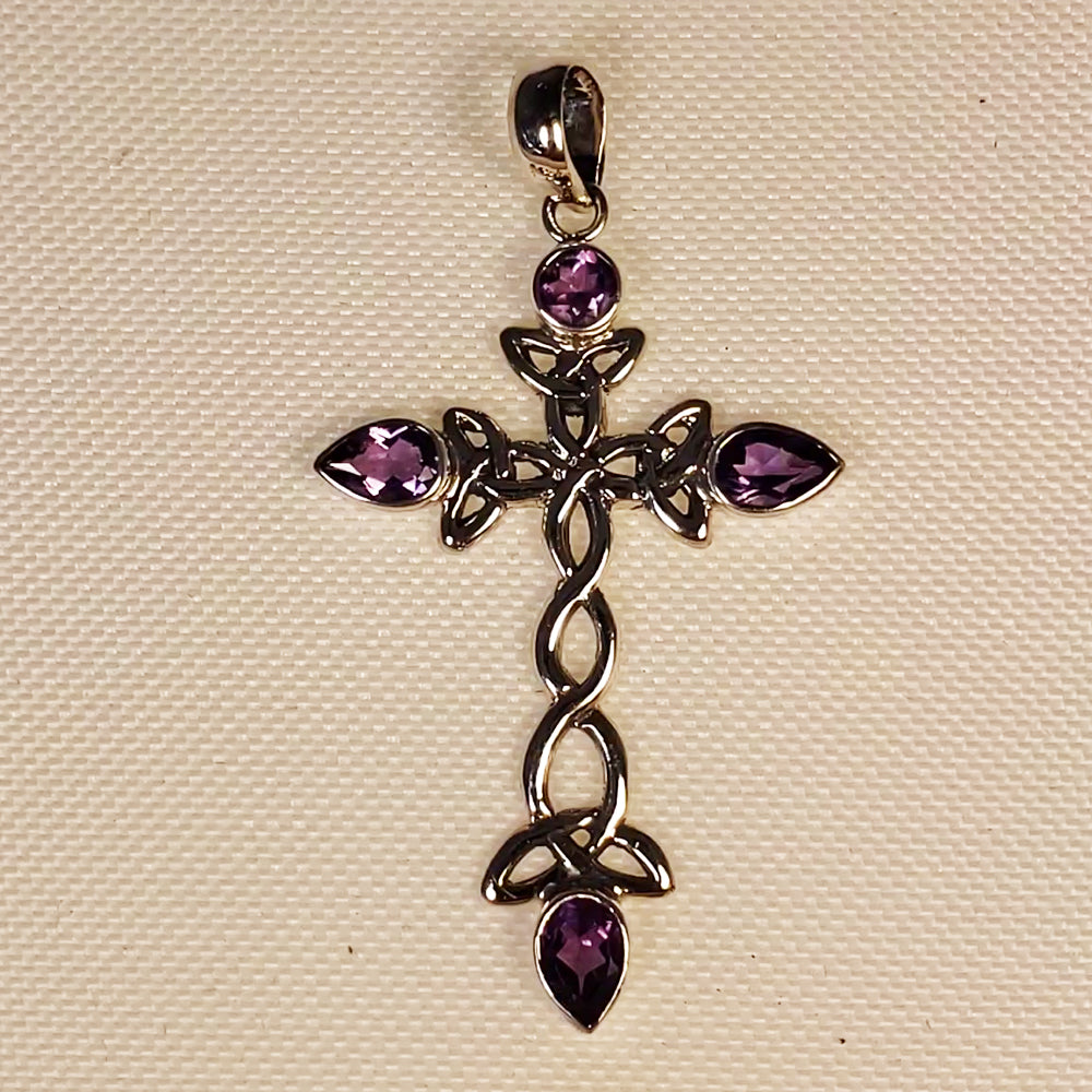 Amethyst Sterling Silver Cross Pendant