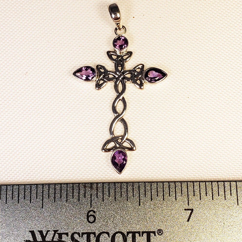 Amethyst Sterling Silver Cross Pendant