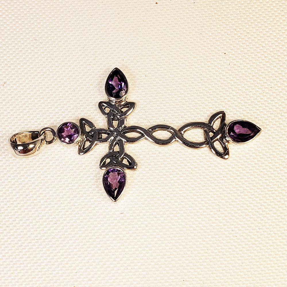 Amethyst Sterling Silver Cross Pendant