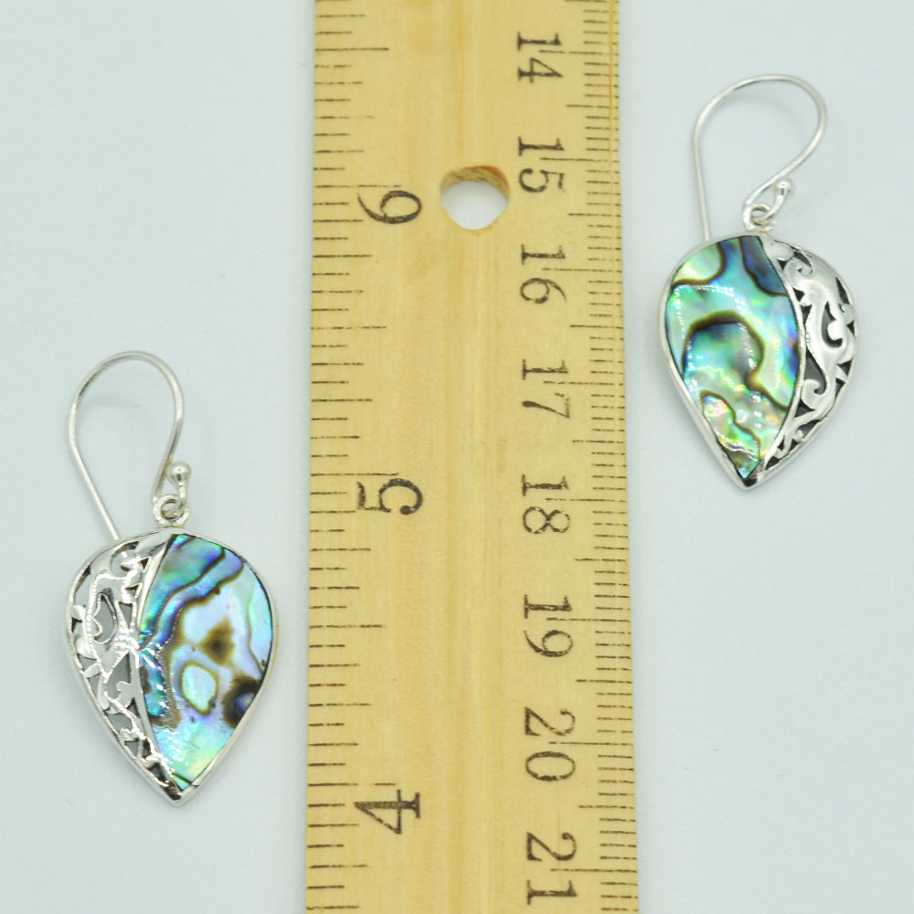 Mother of Pearl or Red Coral or Abalone Sterling Silver Earrings