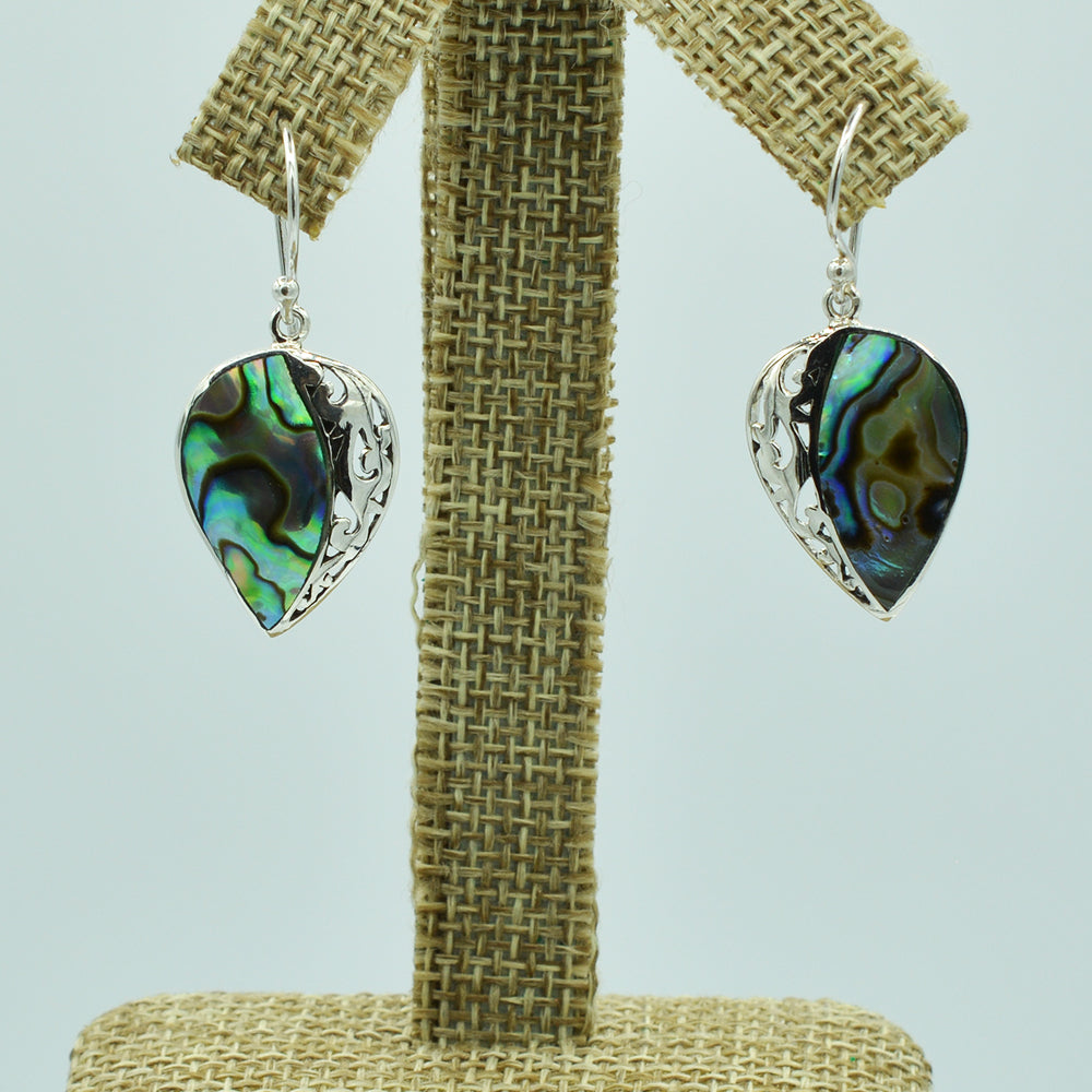Mother of Pearl or Red Coral or Abalone Sterling Silver Earrings