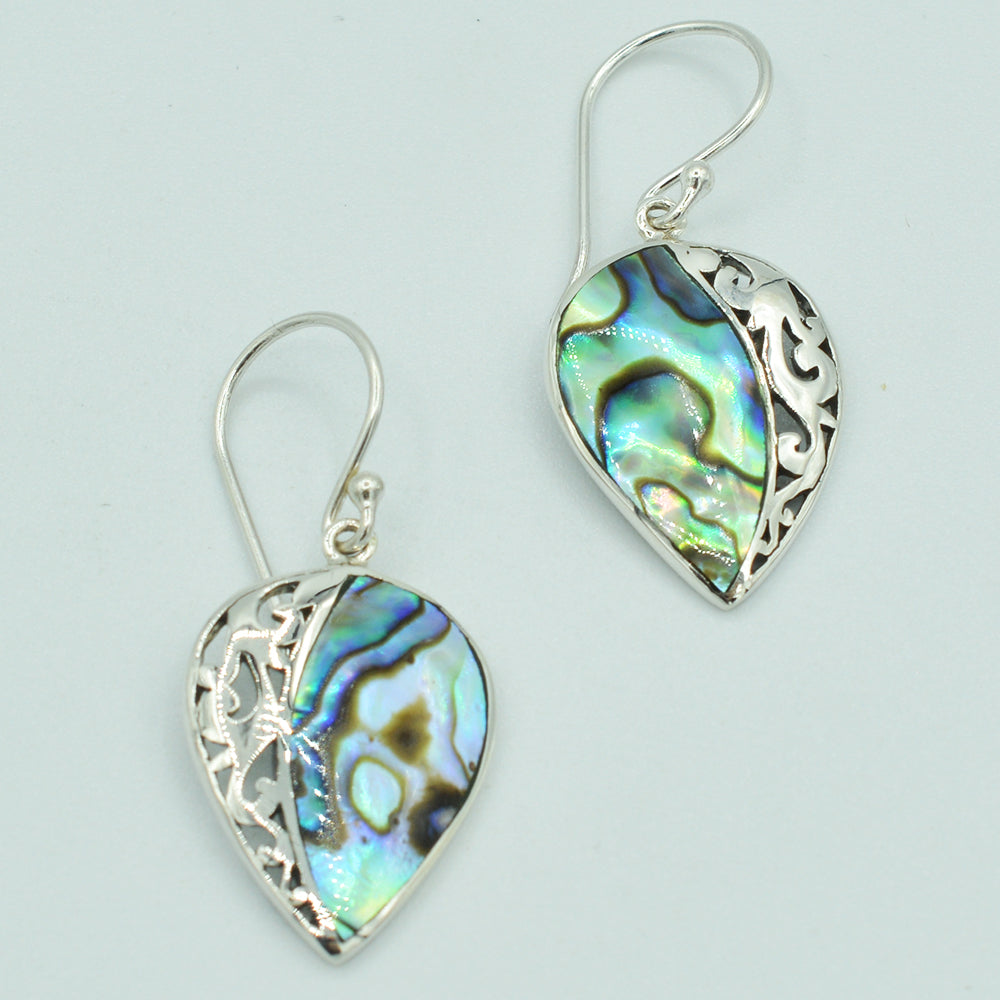 Mother of Pearl or Red Coral or Abalone Sterling Silver Earrings