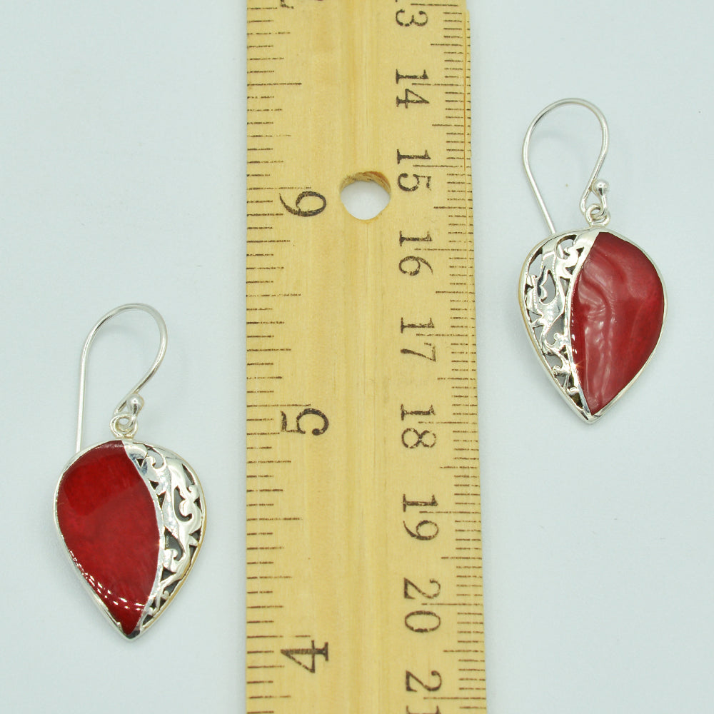 Mother of Pearl or Red Coral or Abalone Sterling Silver Earrings