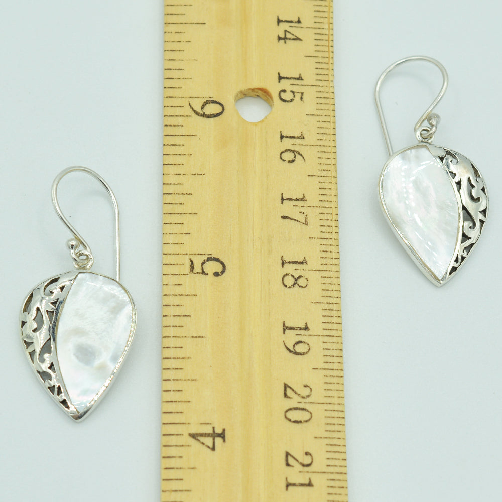 Mother of Pearl or Red Coral or Abalone Sterling Silver Earrings