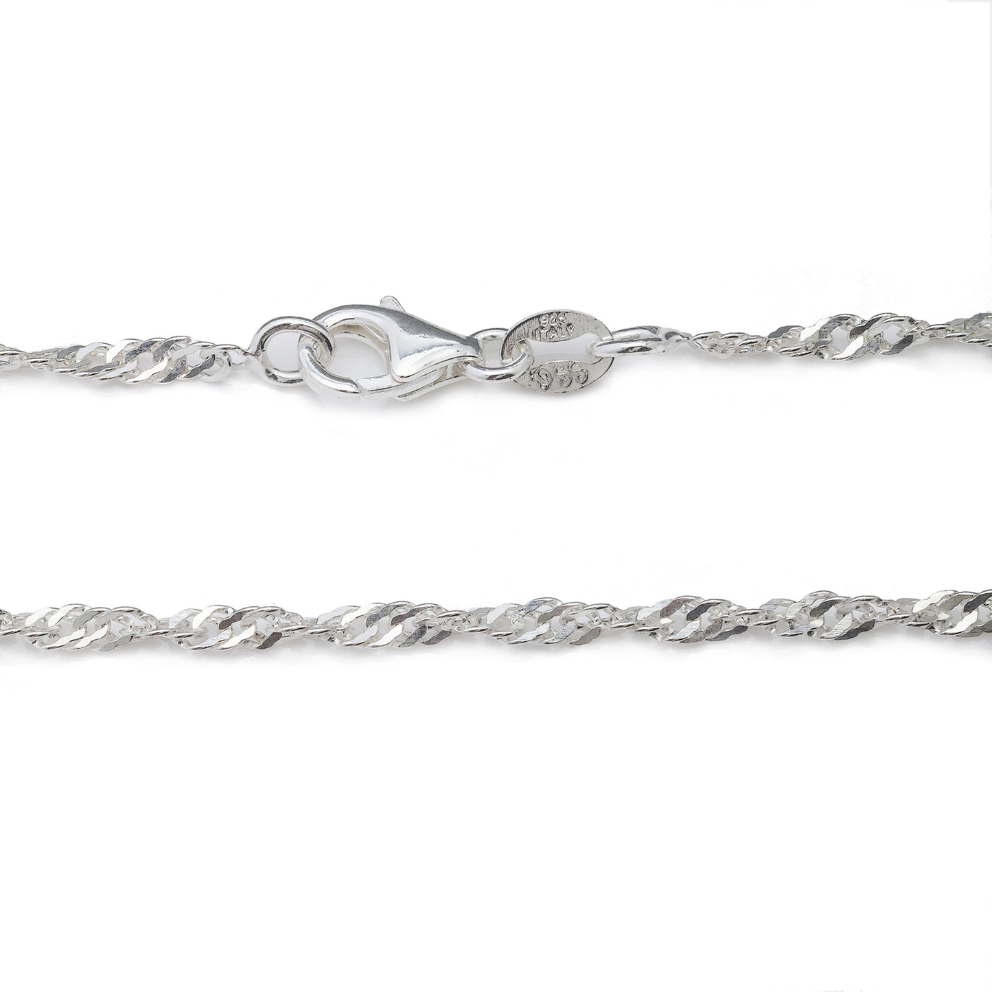 2MM Sterling Silver Singapore Chain with Lobster Claw Clasp