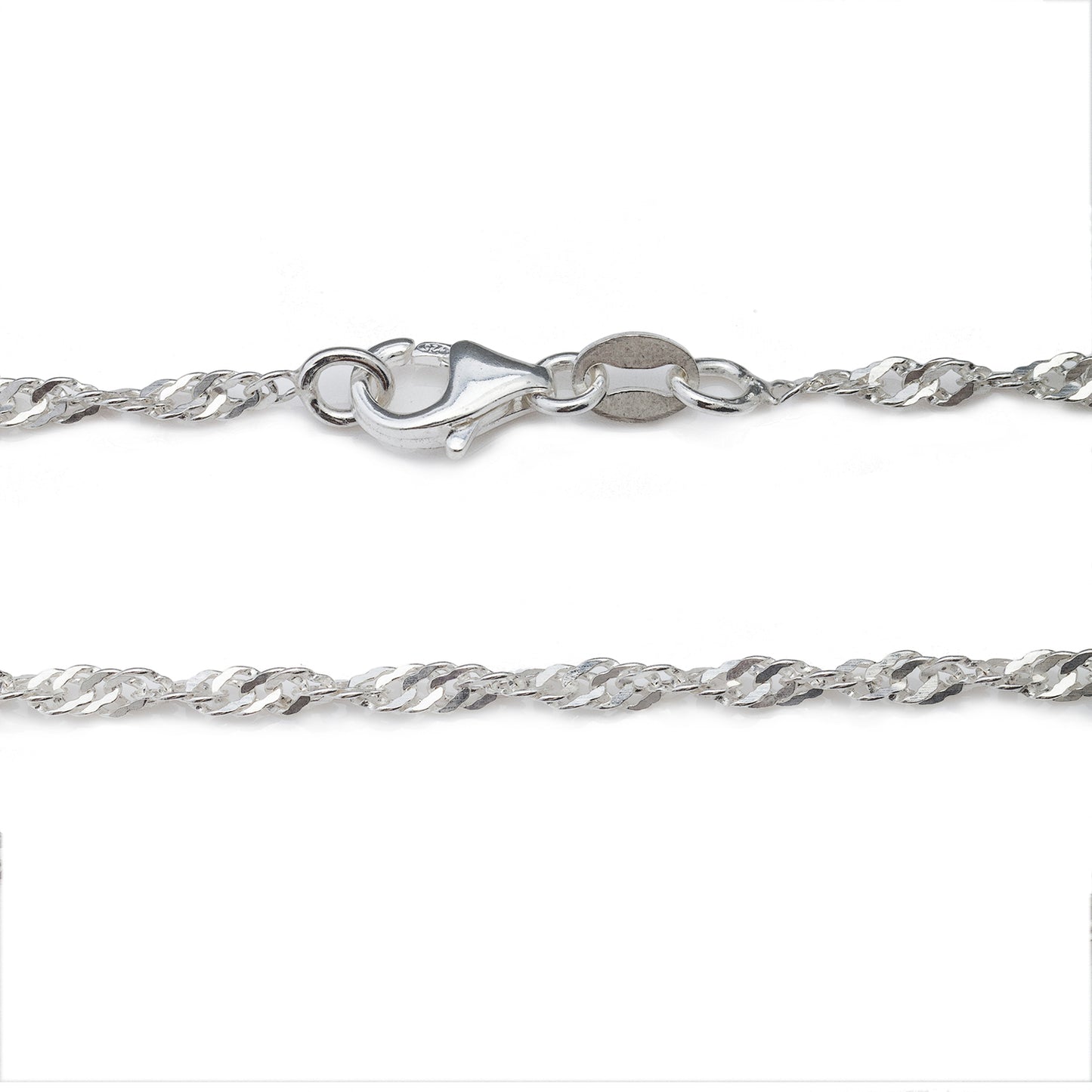 2MM Sterling Silver Singapore Chain with Lobster Claw Clasp