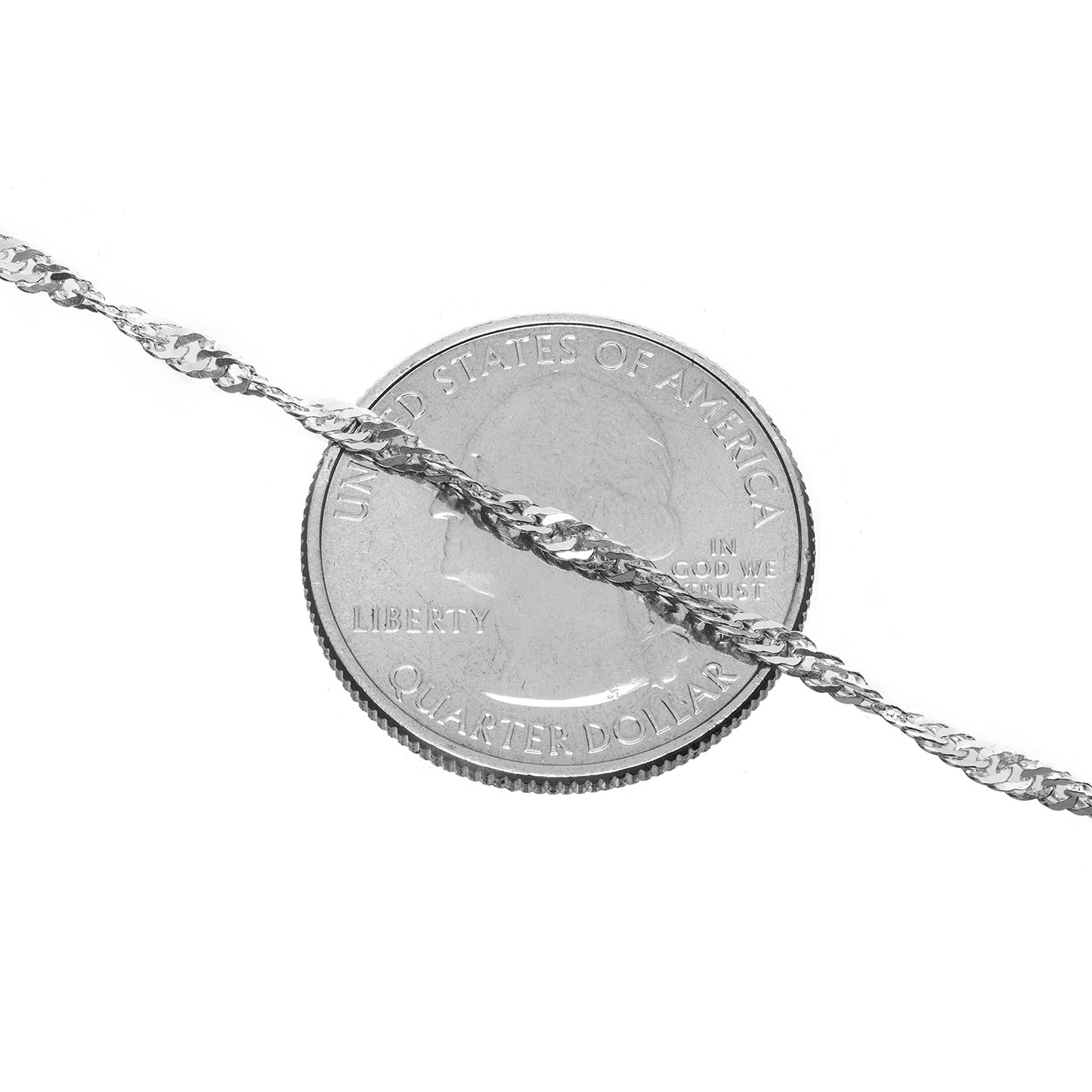 2MM Sterling Silver Singapore Chain with Lobster Claw Clasp
