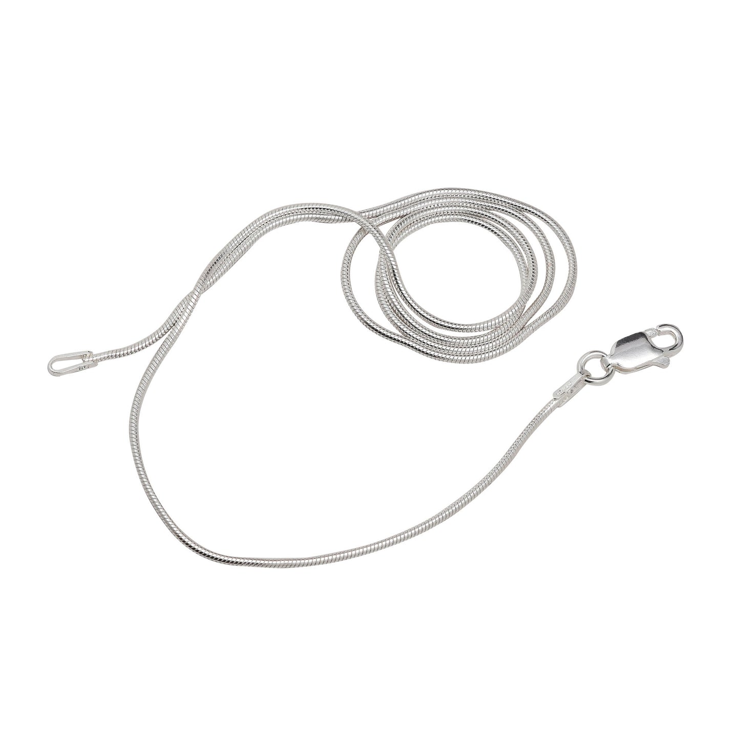 1MM Sterling Silver Snake Chain with Lobster Claw Clasp