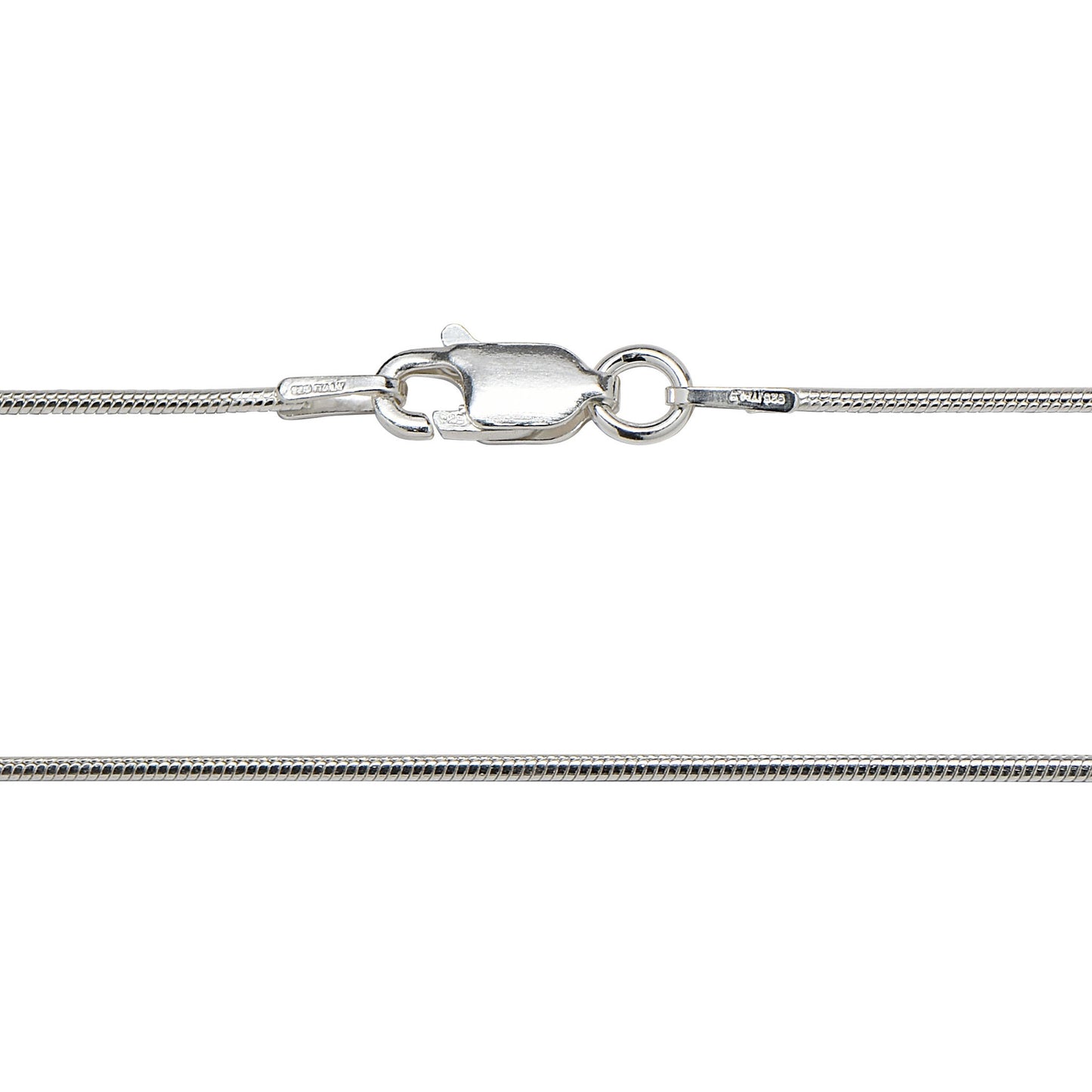 1MM Sterling Silver Snake Chain with Lobster Claw Clasp. Italian Sterling Silver, 16"-30"