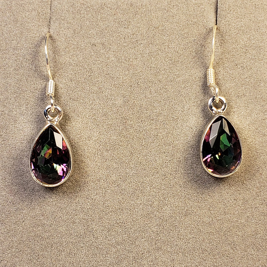 Silver Teardrop Mystic Topaz Earrings