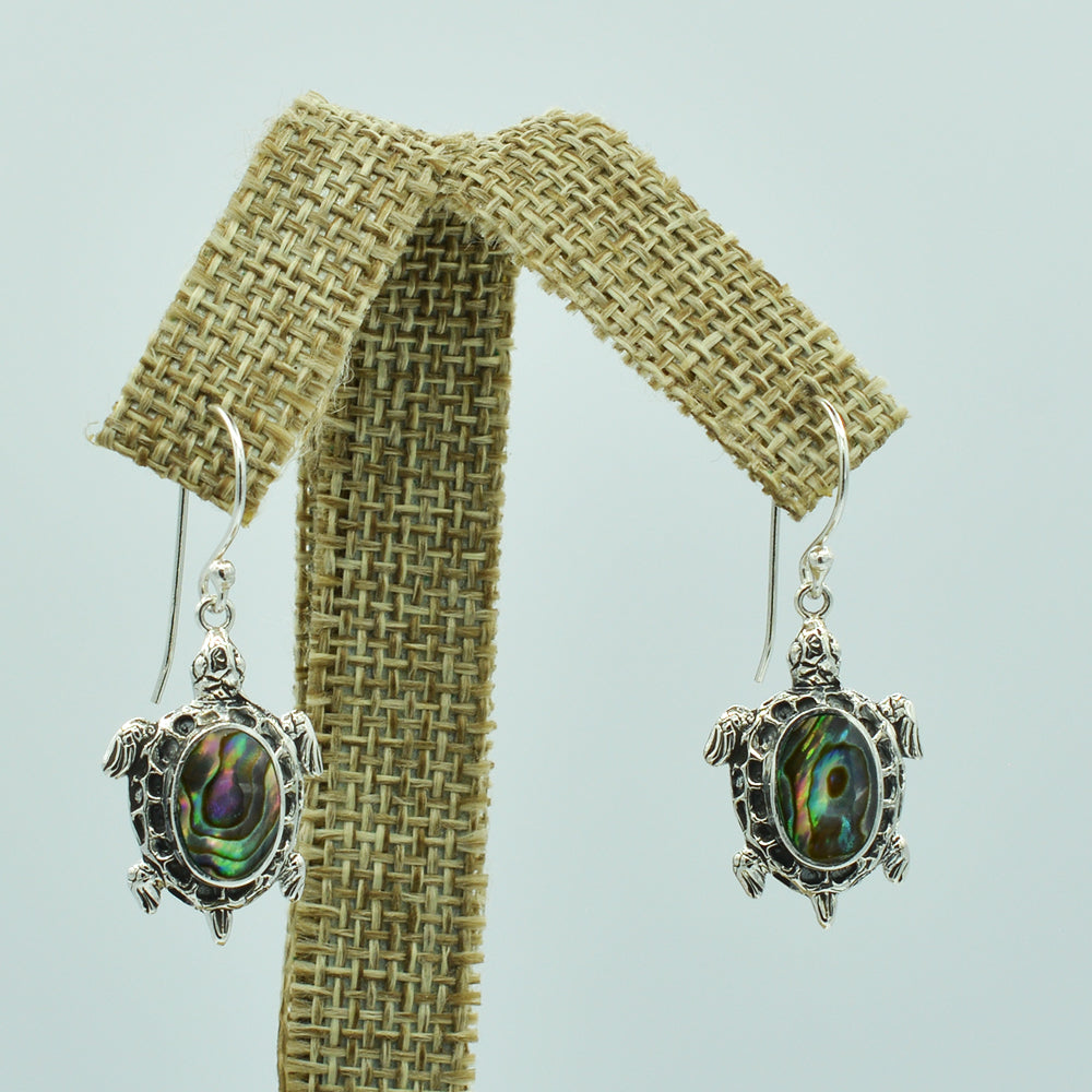Sterling Silver Turtle Earrings with inlaid Mother-of-Pearl or Abalone