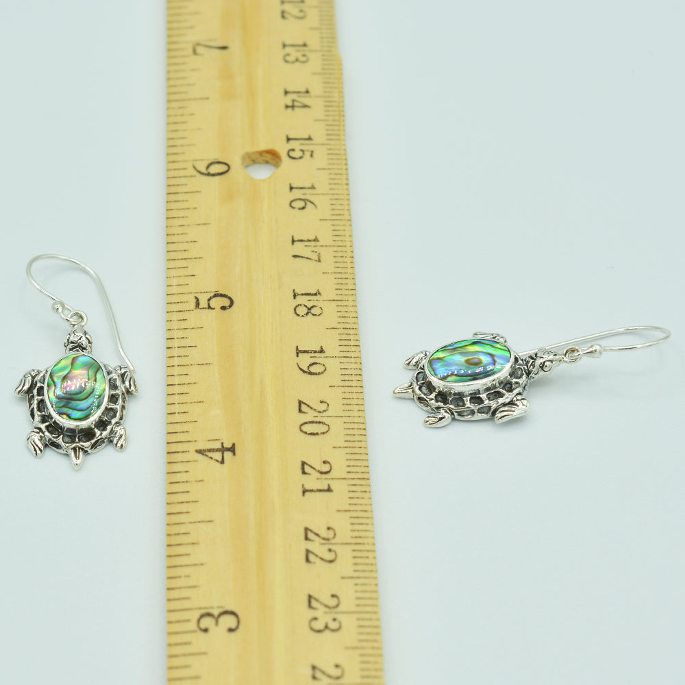 Sterling Silver Turtle Earrings with inlaid Mother-of-Pearl or Abalone