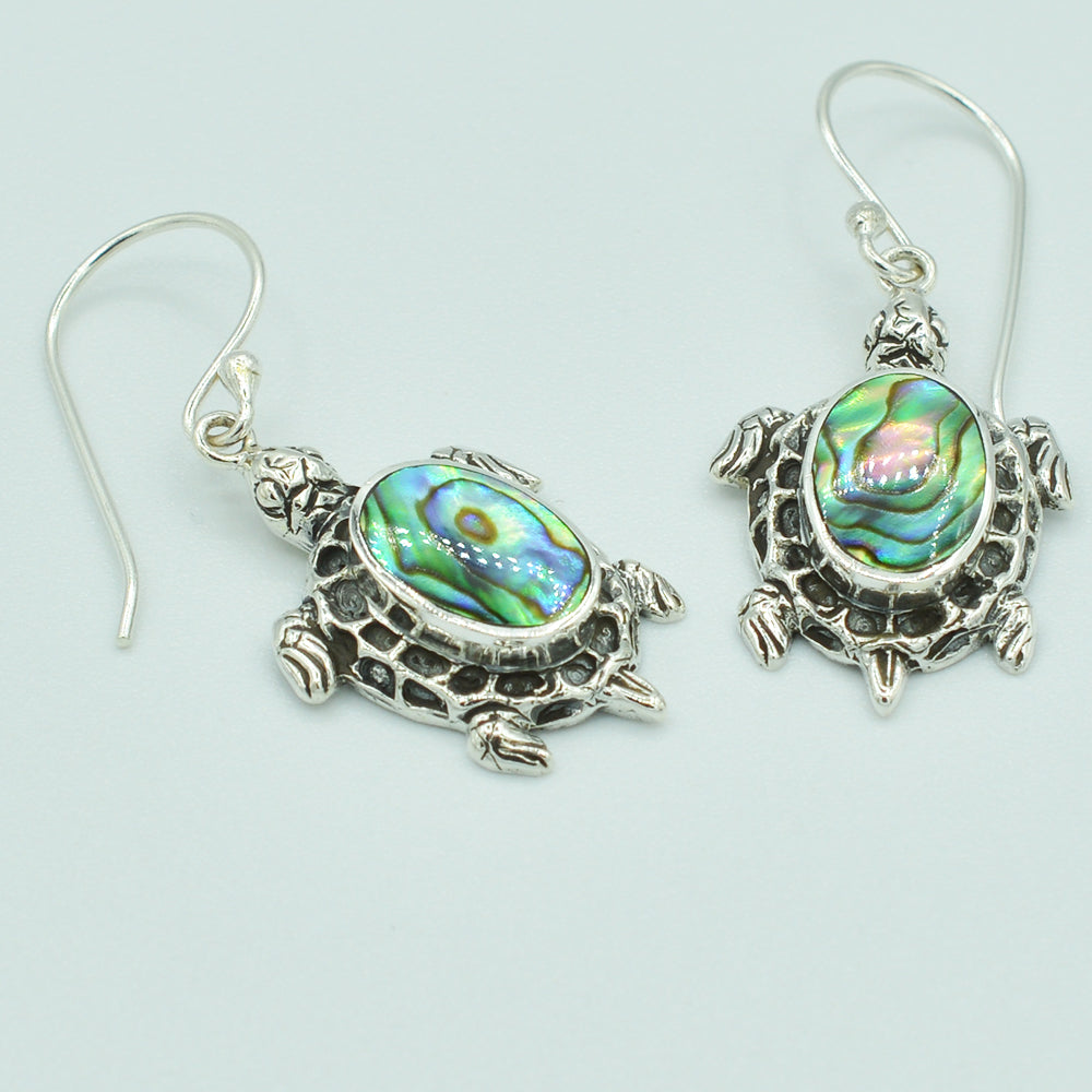 Sterling Silver Turtle Earrings with inlaid Mother-of-Pearl or Abalone