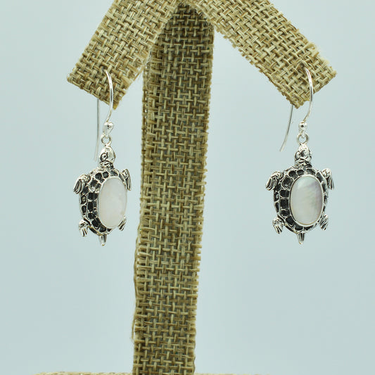 Sterling Silver Turtle Earrings with inlaid Mother-of-Pearl or Abalone