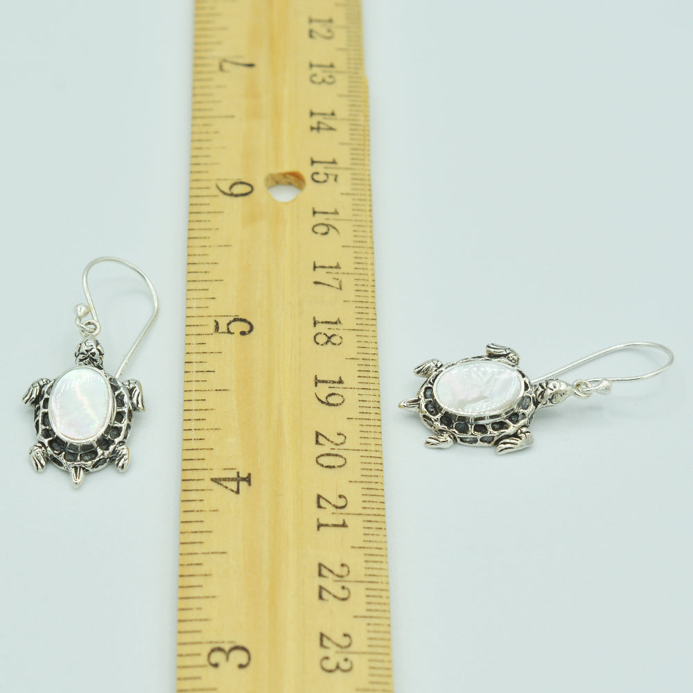 Sterling Silver Turtle Earrings with inlaid Mother-of-Pearl or Abalone