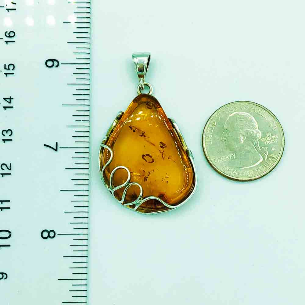 Amber and Sterling Silver Pendant