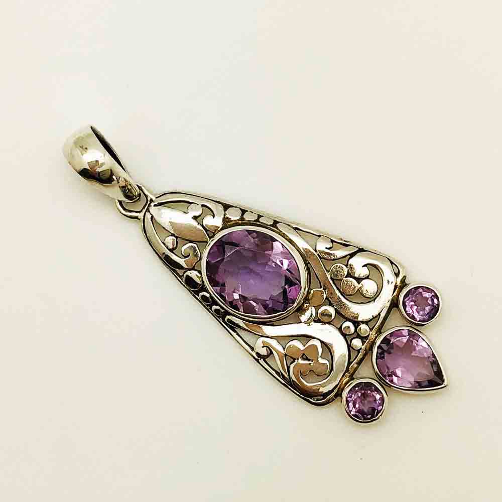 Amethyst and Sterling Silver Pendant