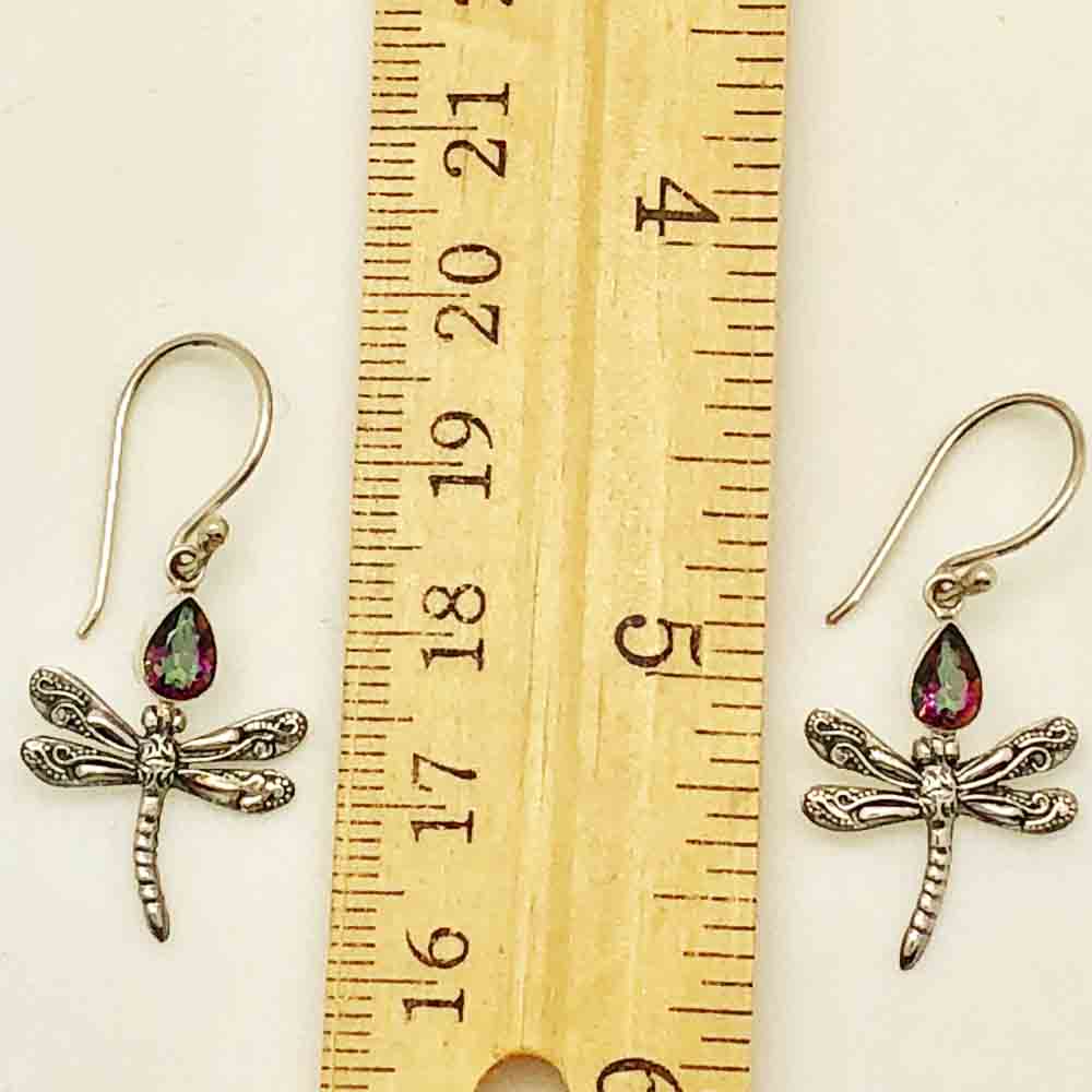 Dragon Fly Sterling Silver Earrings with Mystic Topaz