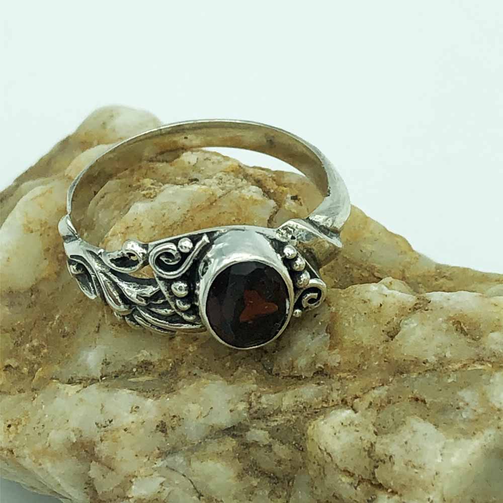 Garnet Sterling Silver Ring