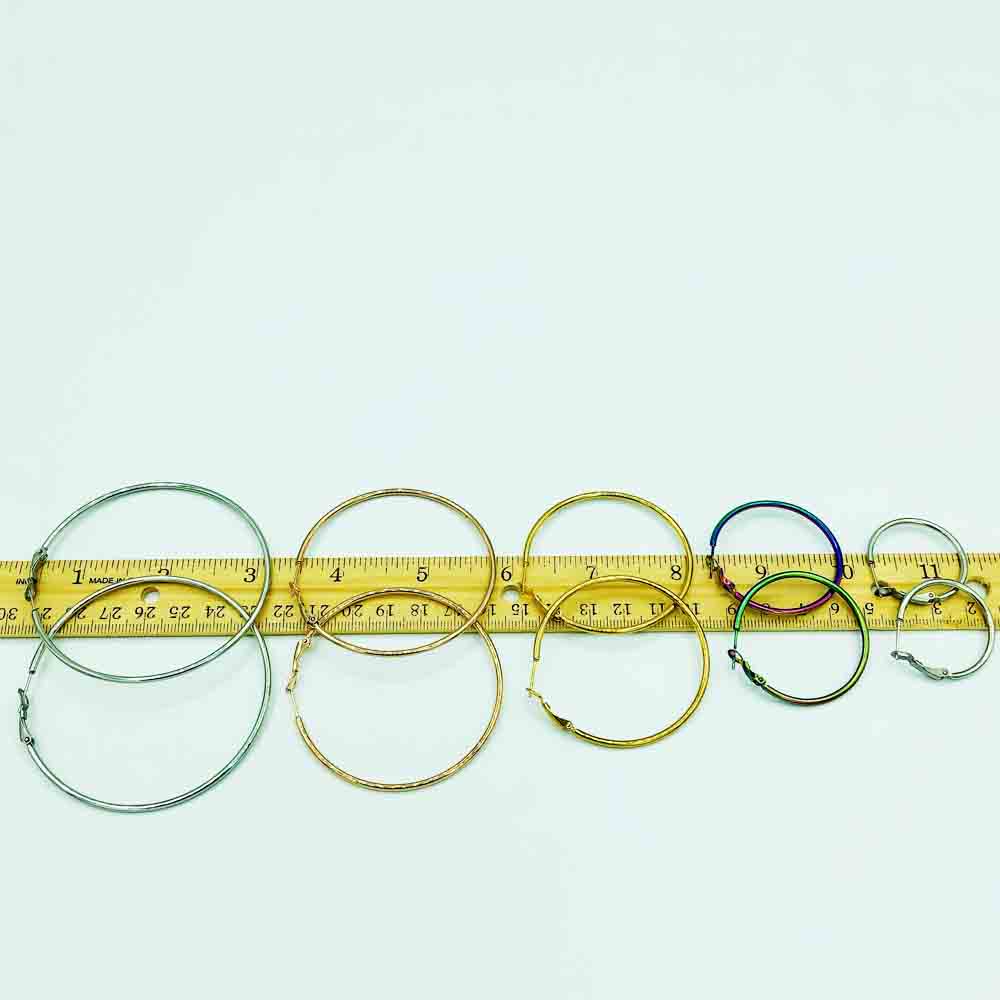 Stainless Steel Thin Hoop Earrings 30,40,50,60,or 70MM Silver, Gold and Rose Gold: SET OF 3