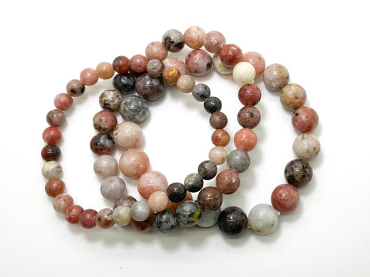 Natural Rhodonite Gemstone Stretch Bracelet, 10mm