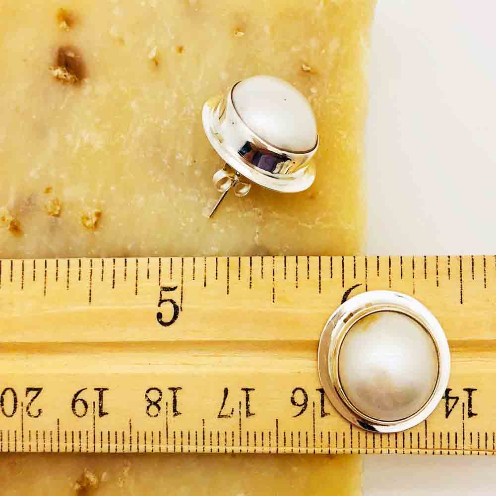 Sterling Silver MABE' Pearl Earrings