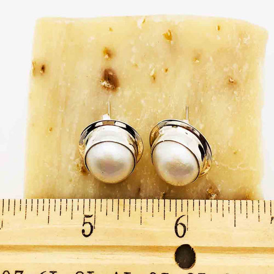 Sterling Silver MABE' Pearl Earrings