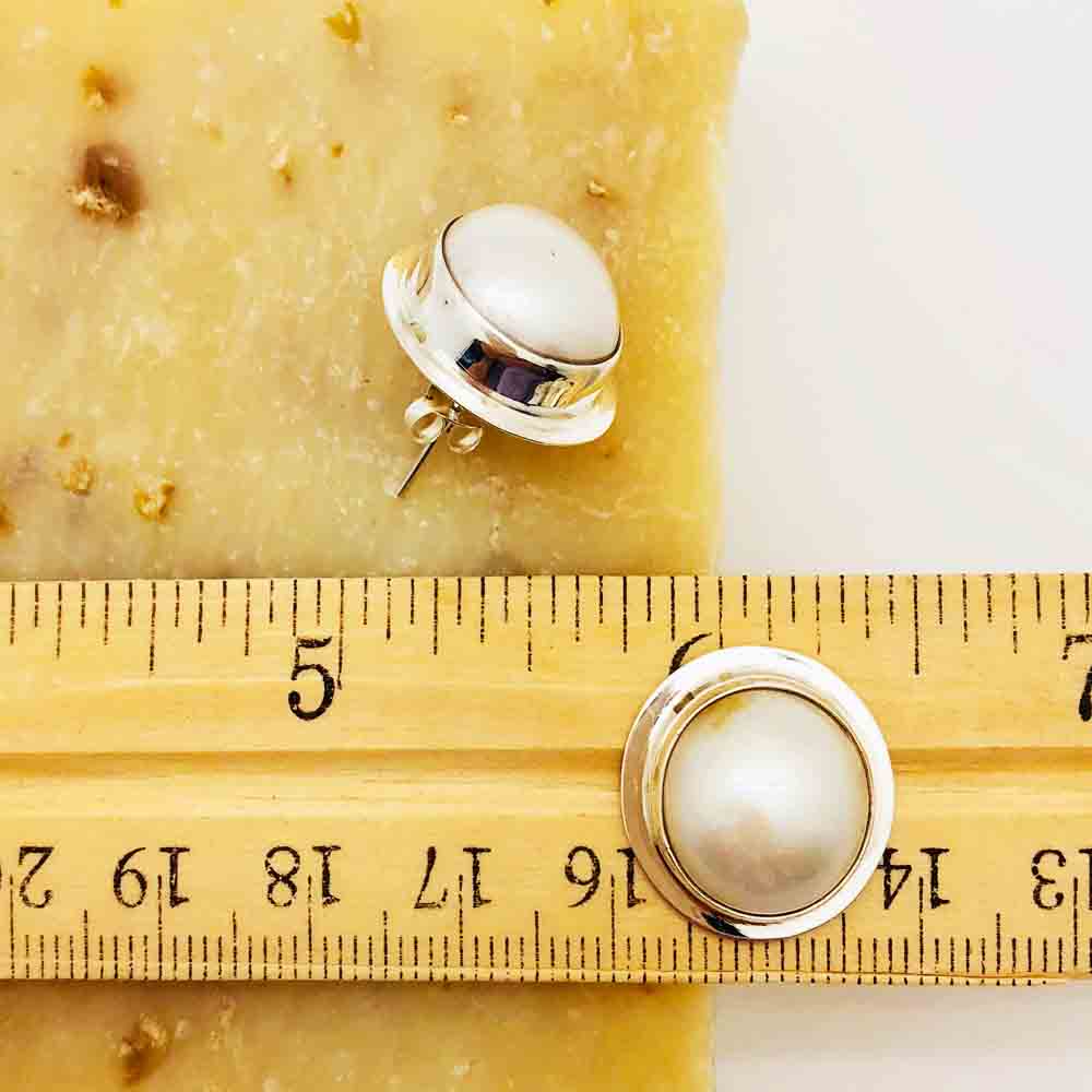 Sterling Silver MABE' Pearl Earrings