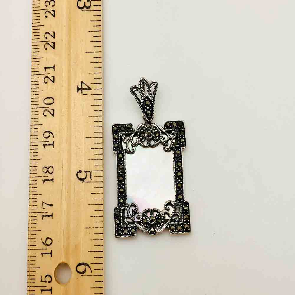 Sterling Silver Marcasite and Mother of Pearl Pendant