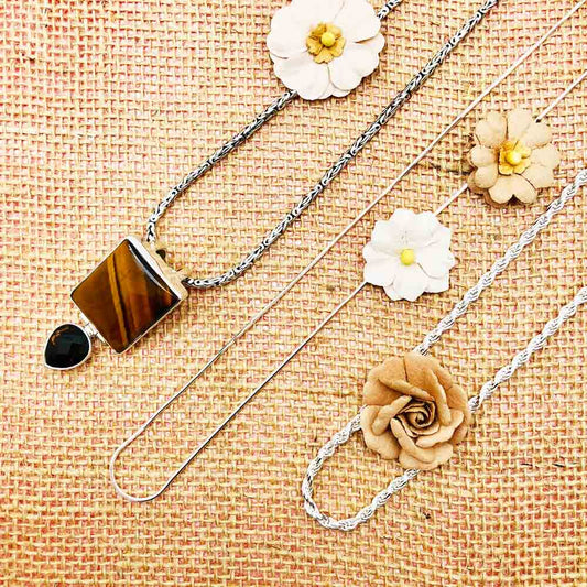 Sterling Silver and Smokey Quartz Tigers Eye Enhancer/Pendant