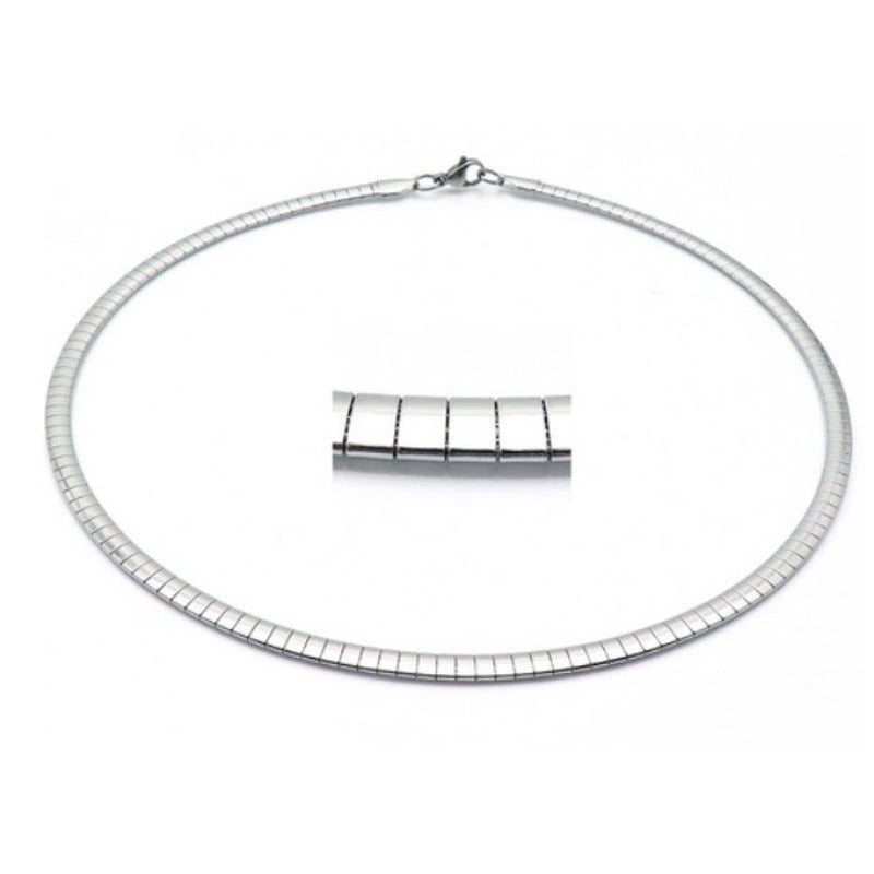 Stainless Steel Omega Necklace - 4MM - 6MM - 8MM 16" or 18"