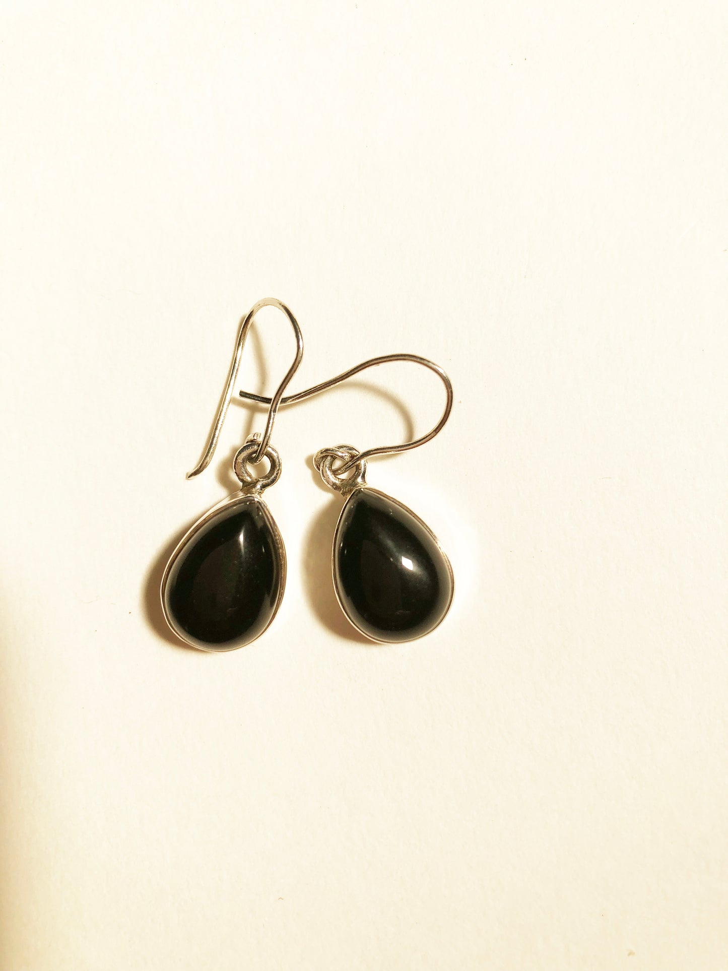 Tear Drop Sterling Silver Onyx Earrings