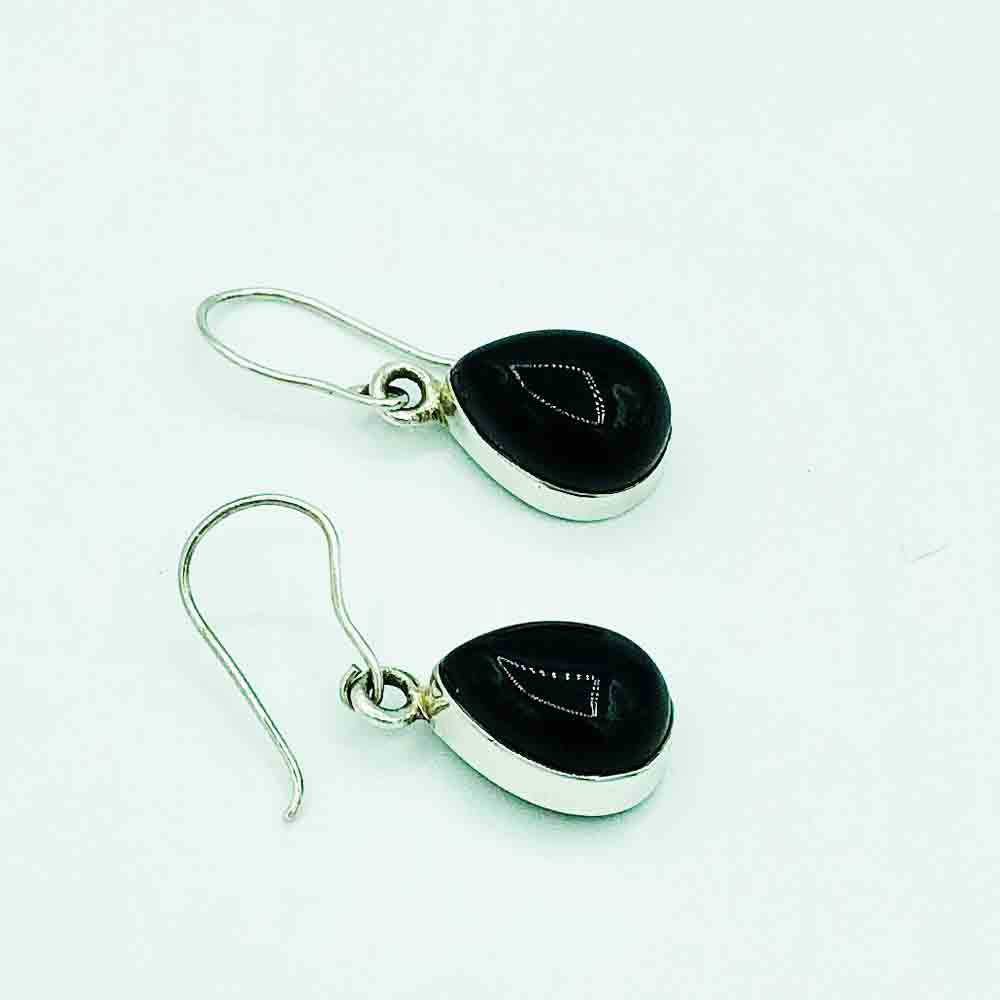 Tear Drop Sterling Silver Onyx Earrings