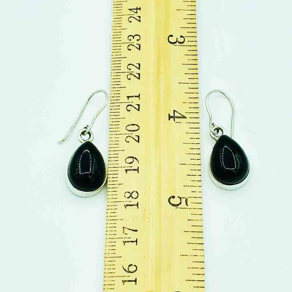 Tear Drop Sterling Silver Onyx Earrings