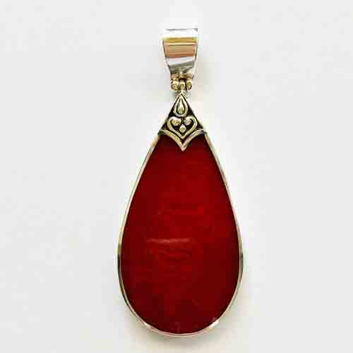 Sterling Silver and Red Coral Pendant