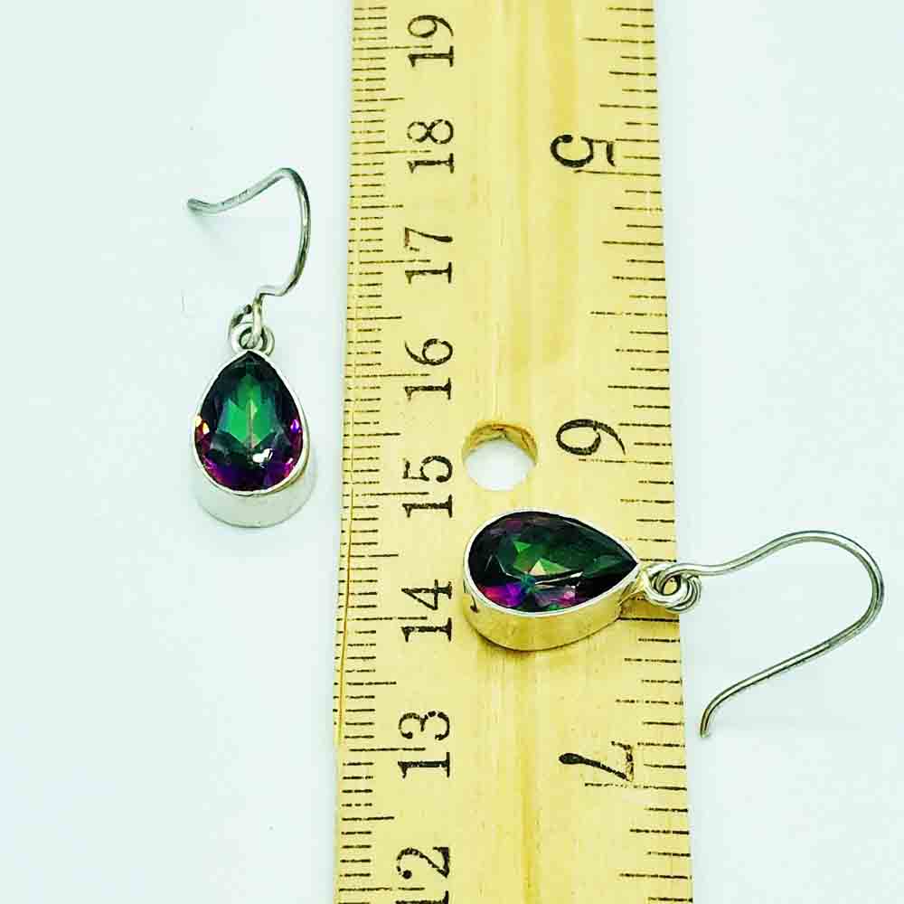 Genuine Mystic Topaz Tear Drop Sterling Silver Earrings